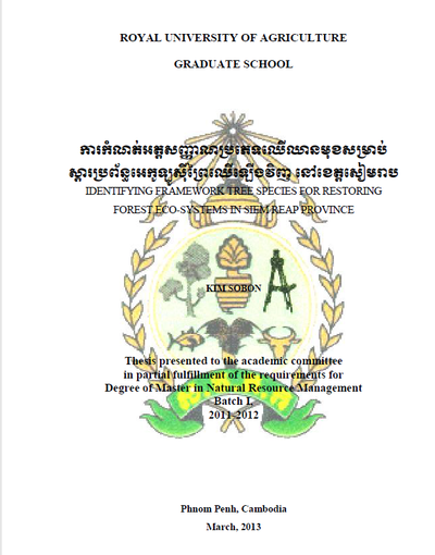 Identifying Framework Tree Species for Restoring Forest Eco-System in Siem Reap Province
